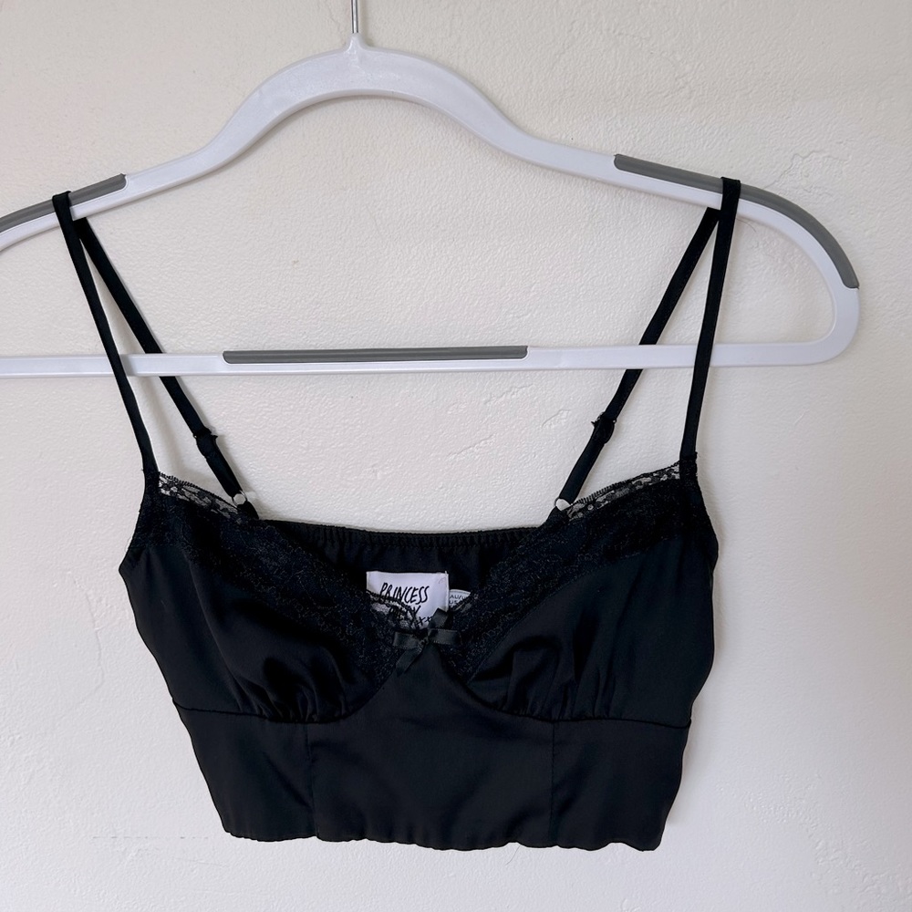 Princess Polly black lace crop top